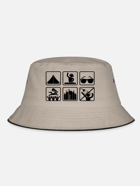 Festival life - Bucket Hat - Khaki/Schwarz - Vorne