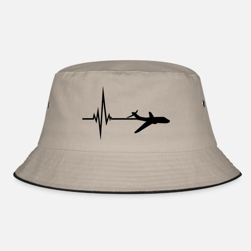 logo pulse frequency heartbeat line airplane airpl Bucket Hat