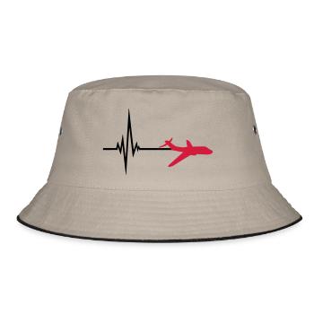 logo pulse frequency heartbeat line airplane airpl - Bucket Hat - khaki/black - Front