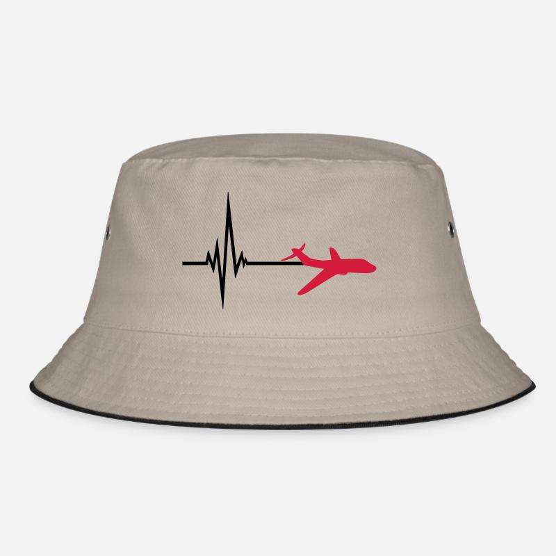 logo pulse frequency heartbeat line airplane airpl Bucket Hat