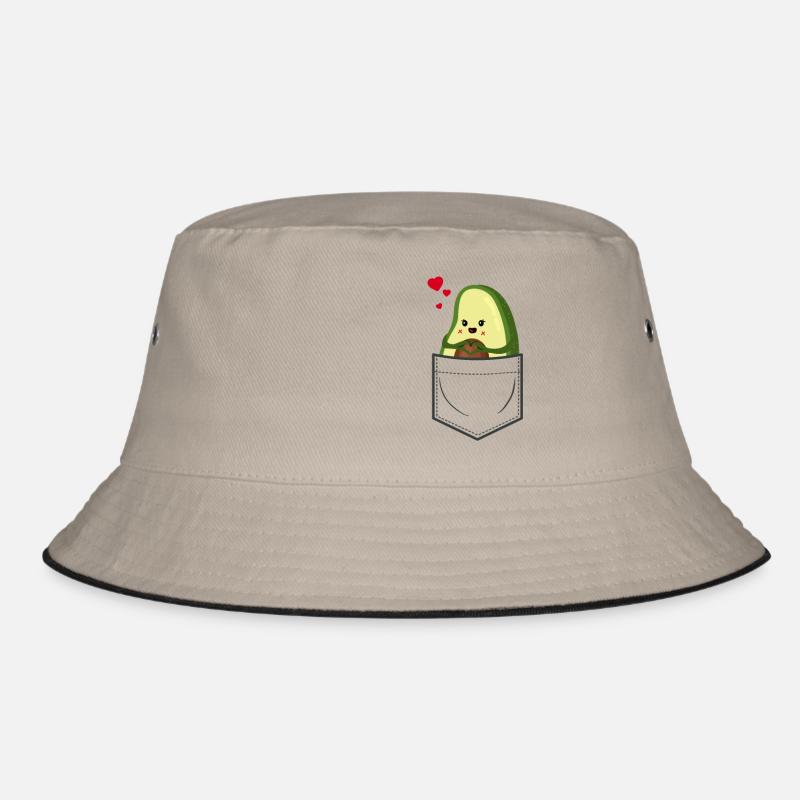 Avocado in Brusttasche - Bucket Hat - Khaki/Schwarz