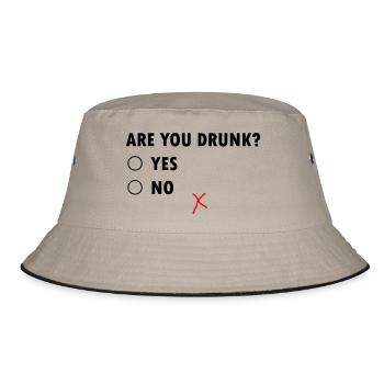 Are You Drunk? Yes No - Bucket Hat - Khaki/Schwarz - Vorne