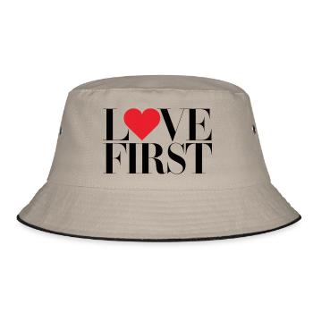 love first - Bucket Hat - Khaki/Schwarz - Vorne