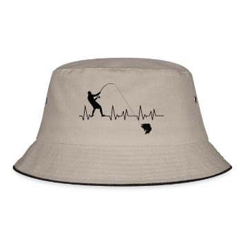 Angler Spruch Fischen Fischer Geschenksidee - Bucket Hat - Khaki/Schwarz - Vorne