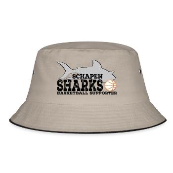 Sharks Supporter WHITE Rust Orange Ball - Bucket Hat - Khaki/Schwarz - Vorne