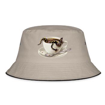 Kaffee–Salamander 3 - Bucket Hat - Khaki/Schwarz - Vorne