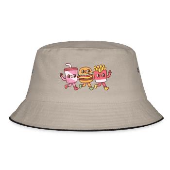 Cute Soda Burger And Fries Besties - Bucket Hat - khaki/black - Front