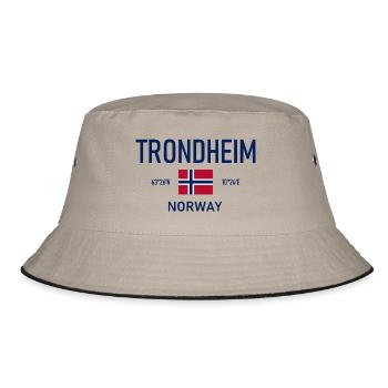 Trondheim - Norway - Koordinaten - Flagge - Bucket Hat - Khaki/Schwarz - Vorne