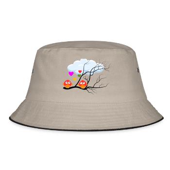 Vogerlliebe rosa rosa - Bucket Hat - Khaki/Schwarz - Vorne
