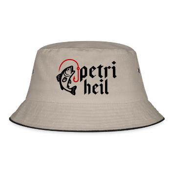 Petri Heil Angeln - Bucket Hat - Khaki/Schwarz - Vorne