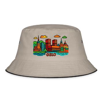 oslo stadt - Bucket Hat - Khaki/Schwarz - Vorne