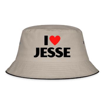 I love Jesse Rotes Herz Liebe Fan Geschenk - Bucket Hat - Khaki/Schwarz - Vorne