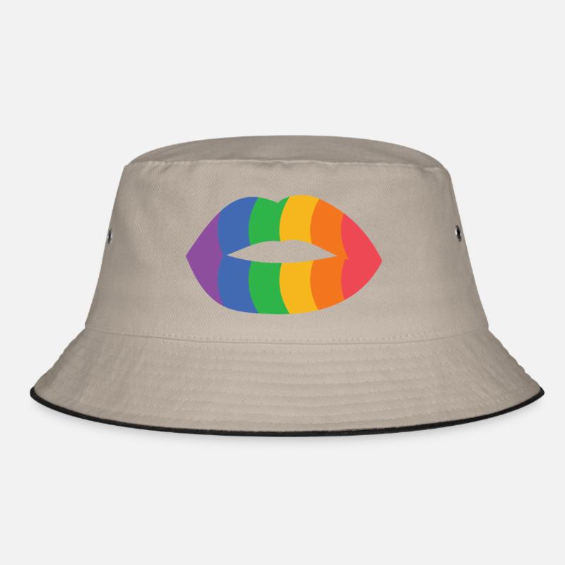 Rainbow Lips Art Print Bucket Hat