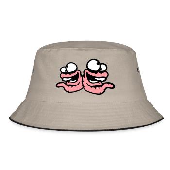 Würmer Lachend Duo Verrückt Schielend Albern Team - Bucket Hat - Khaki/Schwarz - Vorne