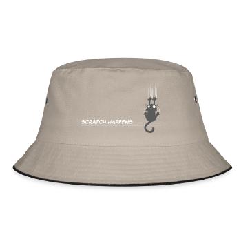 Scratch Happens – Funny Cat Word Game - Bucket Hat - khaki/black - Front