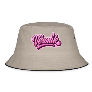 Veronik Graffiti-Name, ideales Geschenk auf t-shi - Bucket Hat - Khaki/Schwarz - Vorne