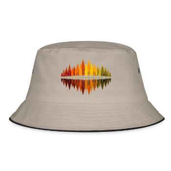 Bäume, Wald, Natur, Wildnis, Outdoor, Reflexion - Bucket Hat - Khaki/Schwarz - Vorne