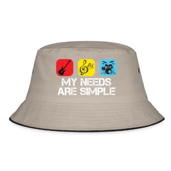 Meine Bedürfnisse Sind Einfach – Musikmotive - Bucket Hat - Khaki/Schwarz - Vorne