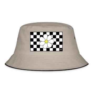 Check, check, Blümchen - Bucket Hat - Khaki/Schwarz - Vorne