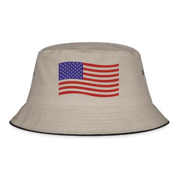USA - Flagge - Bucket Hat - Khaki/Schwarz - Vorne