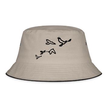 5 Voegel (1 color) - Bucket Hat - Khaki/Schwarz - Vorne