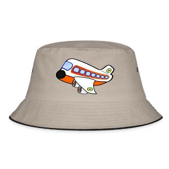 airplane airplane plane hot air balloon air ba - Bucket Hat - khaki/black - Front
