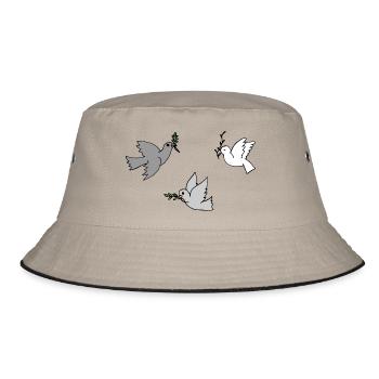 deaf pigeon dove animal animals wedding wedding1 - Bucket Hat - khaki/black - Front