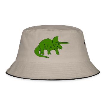 Dinosaurier - Bucket Hat - Khaki/Schwarz - Vorne