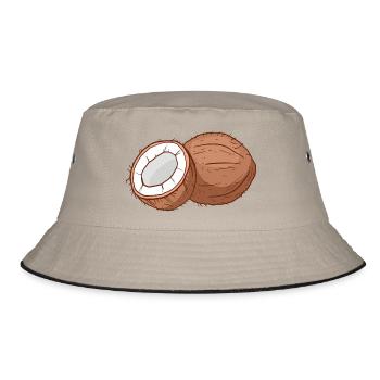 Coconut palm coconut palm coconut coconut nut - Bucket Hat - khaki/black - Front