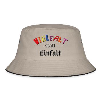 Vielfalt statt Einfalt - Bucket Hat - Khaki/Schwarz - Vorne