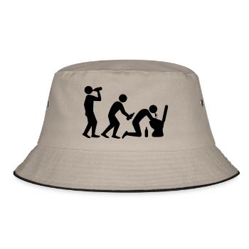 Drunken Evolution - Bucket Hat - Khaki/Schwarz - Vorne