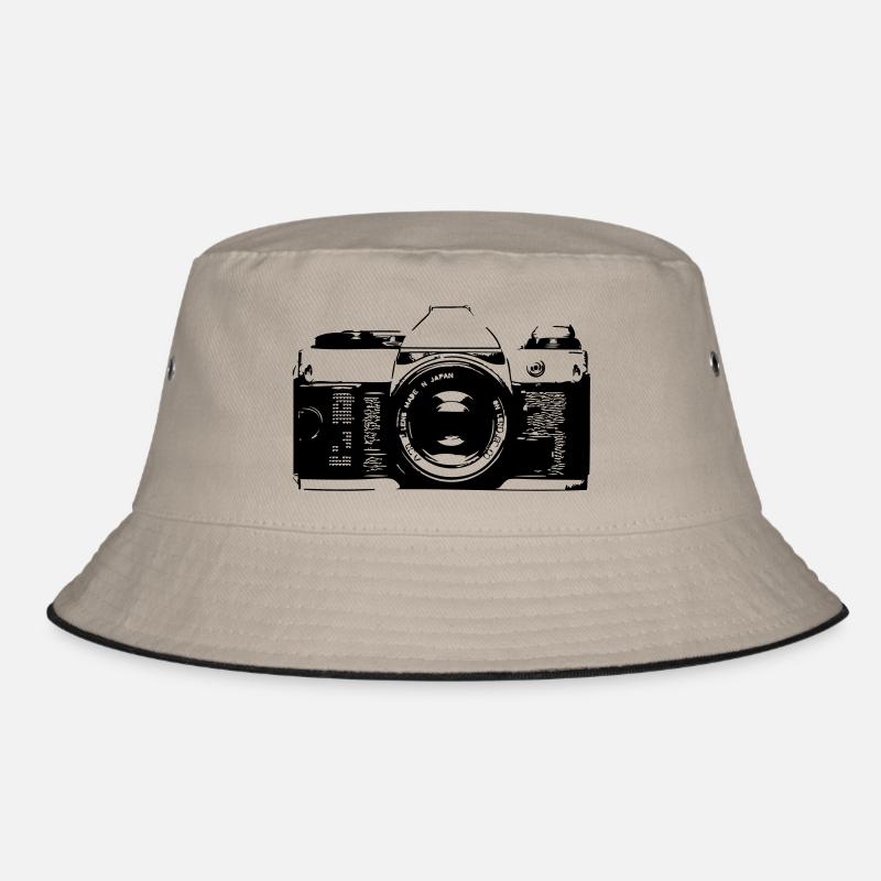 Retro Kamera - Bucket Hat - Khaki/Schwarz