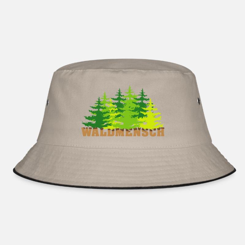 waldmensch wälder baum bäume geschenkidee - Bucket Hat - Khaki/Schwarz