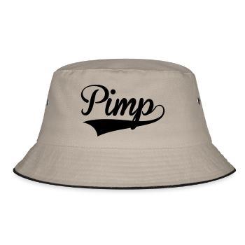 pimp retro college baseball style logo - Bucket Hat - khaki/black - Front