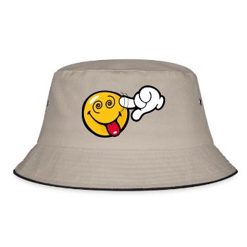 Smiley Stupid - Bucket Hat - Khaki/Schwarz - Vorne