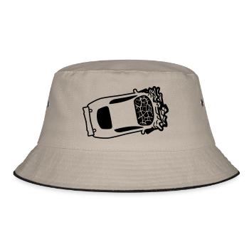 accident crash total damage crushed dents broken s - Bucket Hat - khaki/black - Front