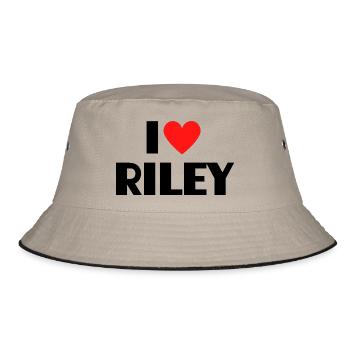 Ich liebe Riley Herz Grafik Namen Geschenk - Bucket Hat - Khaki/Schwarz - Vorne
