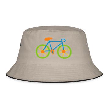Bicycle Colorful Cycling Kids Road Bike Bike Tour Comic - Bucket Hat - khaki/black - Front