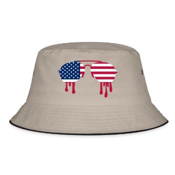 USA Sonnenbrille schmelzend – Aviator Flagge Trend - Bucket Hat - Khaki/Schwarz - Vorne