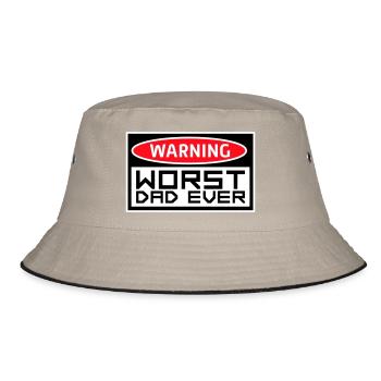 Worst Dad Ever Lustig Sarkastisch Vatertag Papa - Bucket Hat - Khaki/Schwarz - Vorne