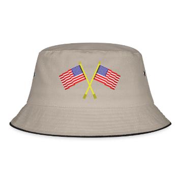 Flagge der Vereinigten Staaten - Bucket Hat - Khaki/Schwarz - Vorne
