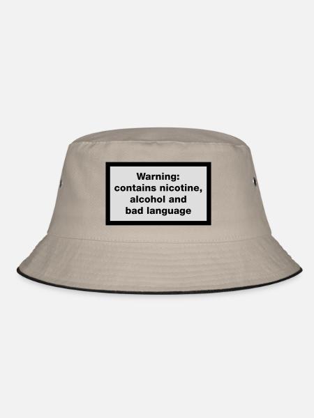 Warning: contains, nicotine, alcohol and bad - Bucket Hat - khaki/black - Front