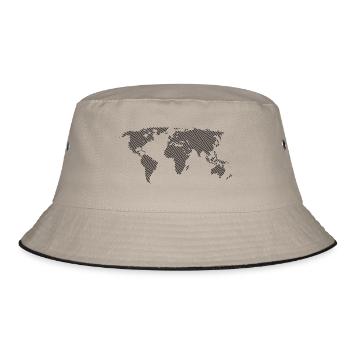 World map - Bucket Hat - khaki/black - Front