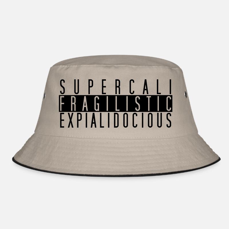 Supercalifragilisticexpialidocious - Bucket Hat - Khaki/Schwarz