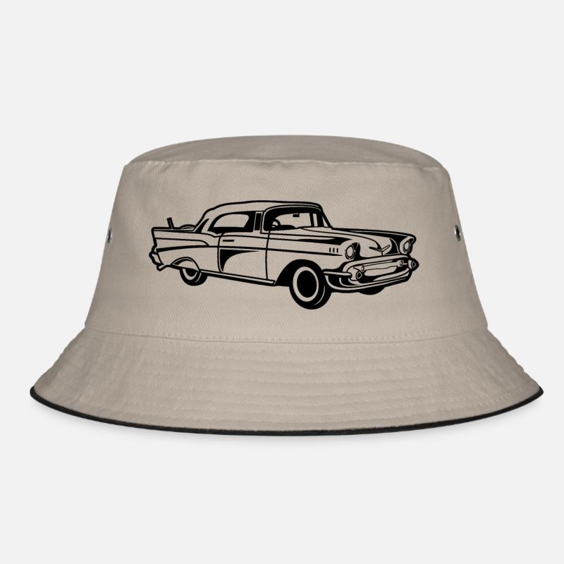 Chevy Bel Air / Oldtimer 01_schwarz - Bucket Hat - Khaki/Schwarz