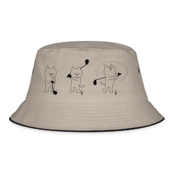 golf golfer golfen spielen player ball sports21 - Bucket Hat - Khaki/Schwarz - Vorne
