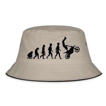 motorcycle moped motorcycle motorbike evolution13 - Bucket Hat - khaki/black - Front