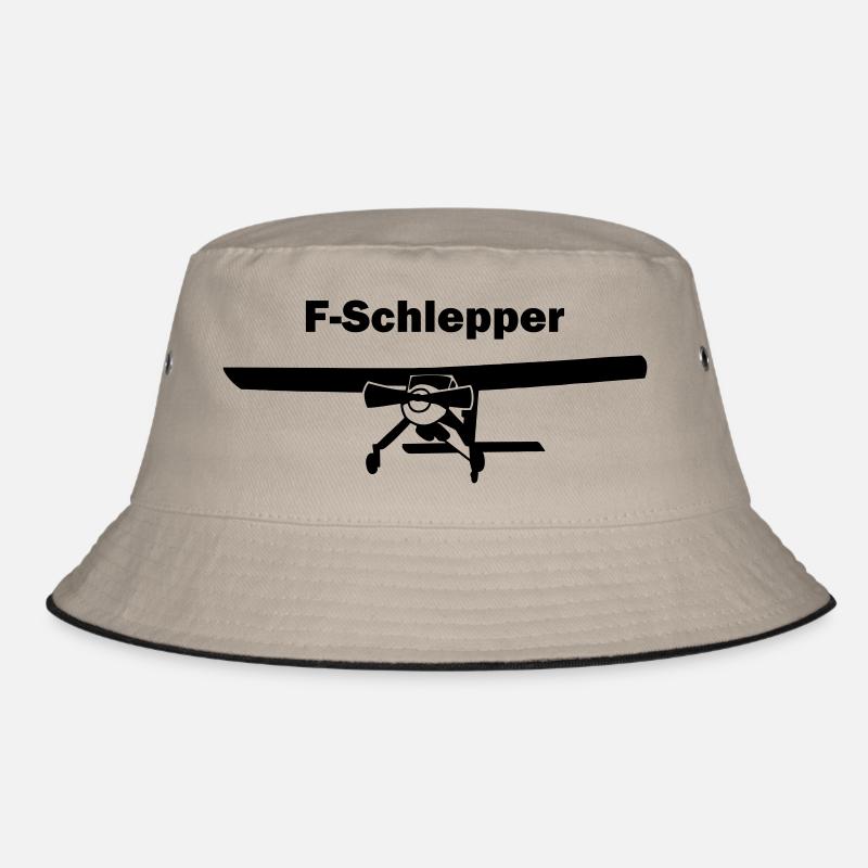 Flugzeugschlepp Wilga Fschlepp Pilot Geschenk - Bucket Hat - Khaki/Schwarz