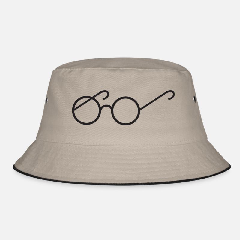 einzelne runde Lesebrille - Bucket Hat - Khaki/Schwarz