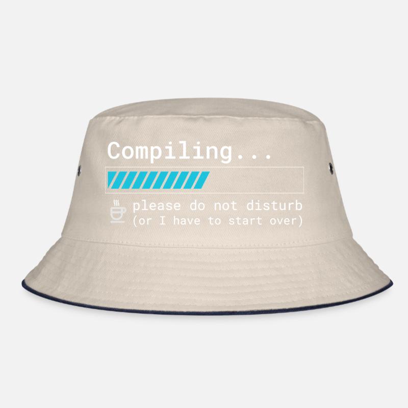 Funny Programmer T-Shirt - Compiling Please Bucket Hat